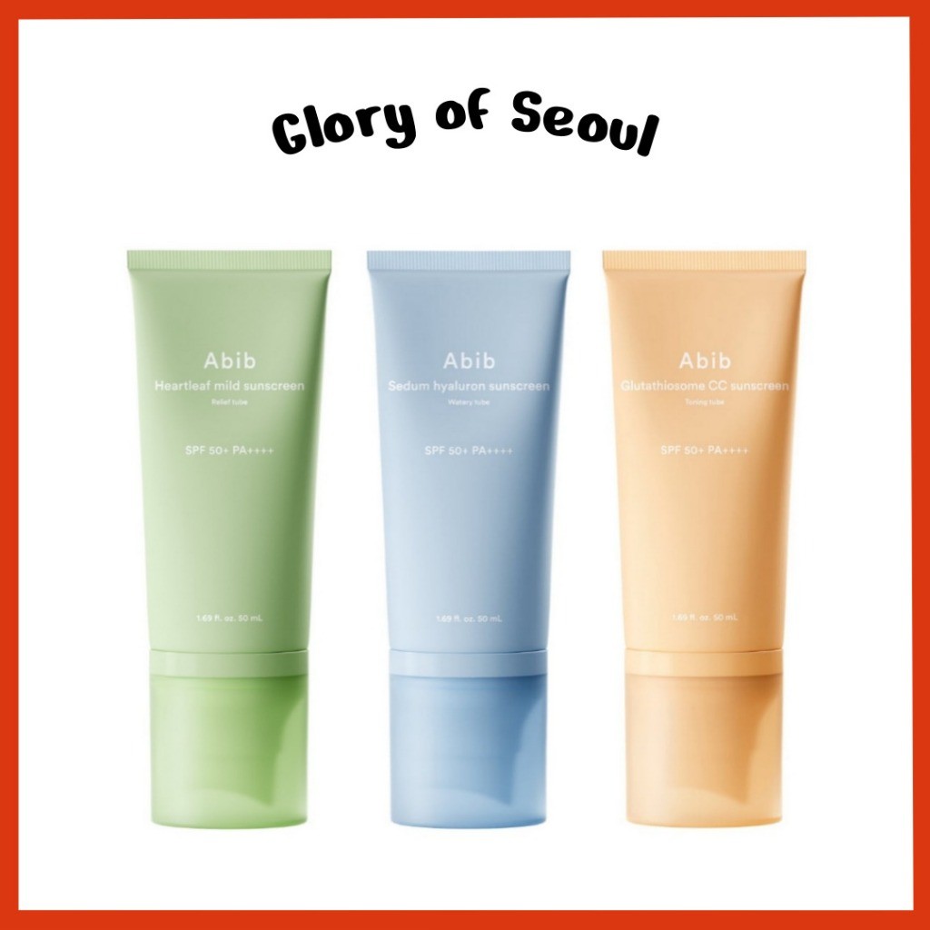 Abib Sunscreen SPF50+ PA++++ 50ml (3 Types) | Heartleaf Mild Relief / Sedum Hyaluron Watery / Glutathiosome CC Toning