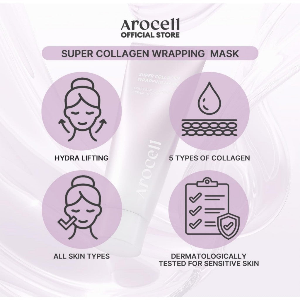 AROCELL Super Collagen Wrapping Facial Mask, 80mL | Peel Off Face Mask Pack
