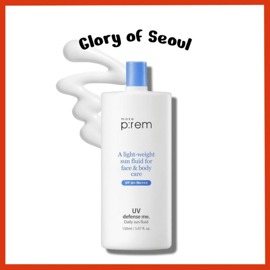 [MAKE PREM] UV Defense Me Daily Sun Fluid, 150mL | Vegan Non-greasy Calming Hydrating SPF 50+ PA++++ make p:rem