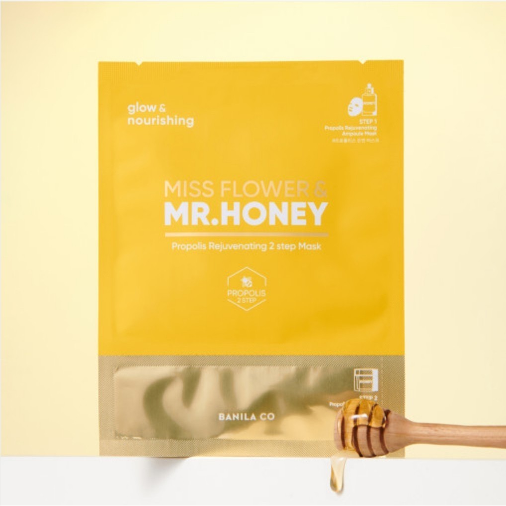 BANILA CO Miss Flower & Mr. Honey Propolis Rejuvenating 2 Step Mask, 1 Sheet  (25mL+2mL)
