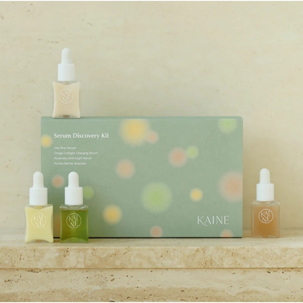KAINE Serum Discovery Kit ( Vita Drop Serum / Chaga Collagen Charging Serum / Rosemary AHA Night Serum / Kombu Barrier Ampoule )