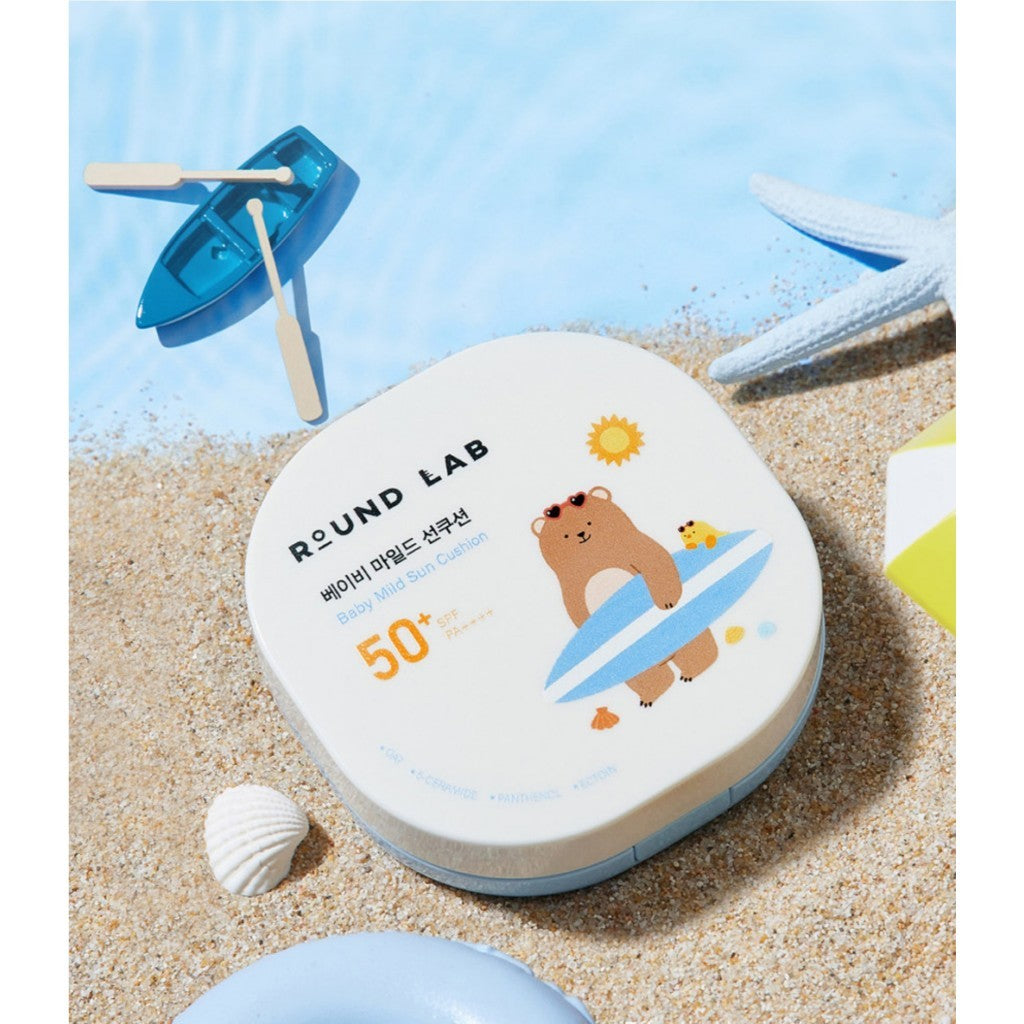 Protector solar infantil ROUND LAB Baby Mild (2 tipos) Sun Stick, 21 g / Sun Cushion, 16 g | FPS 50+ PA++++