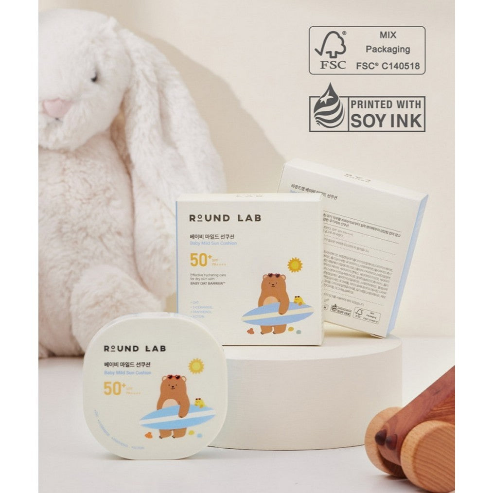 Protector solar infantil ROUND LAB Baby Mild (2 tipos) Sun Stick, 21 g / Sun Cushion, 16 g | FPS 50+ PA++++