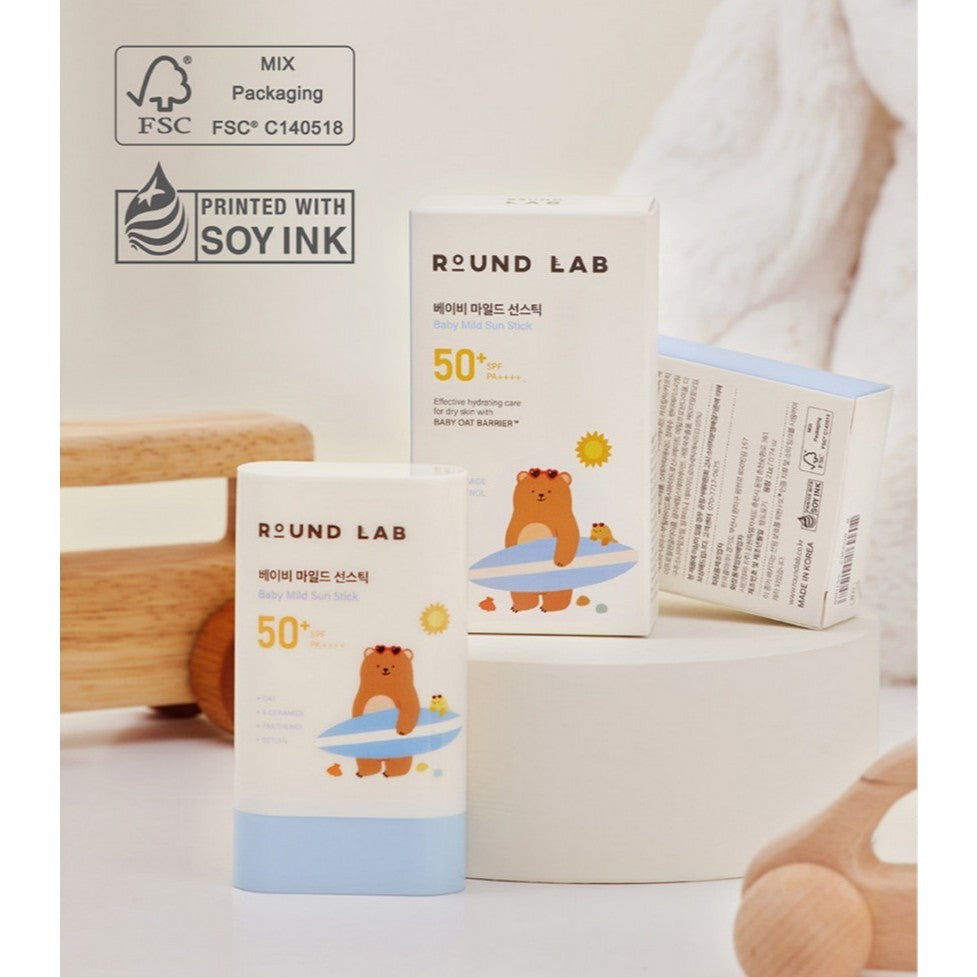 Protector solar infantil ROUND LAB Baby Mild (2 tipos) Sun Stick, 21 g / Sun Cushion, 16 g | FPS 50+ PA++++