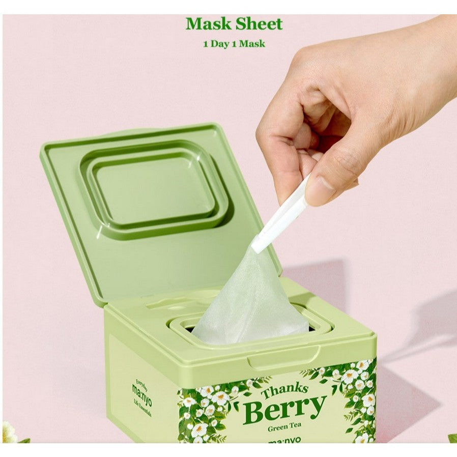 [Manyo] Thanks Berry Mask Sheet (30 sheets) [Darjeeling Tea / Green Tea] 2 Type | Vegan, 1Day 1Mask, Manyo Factory