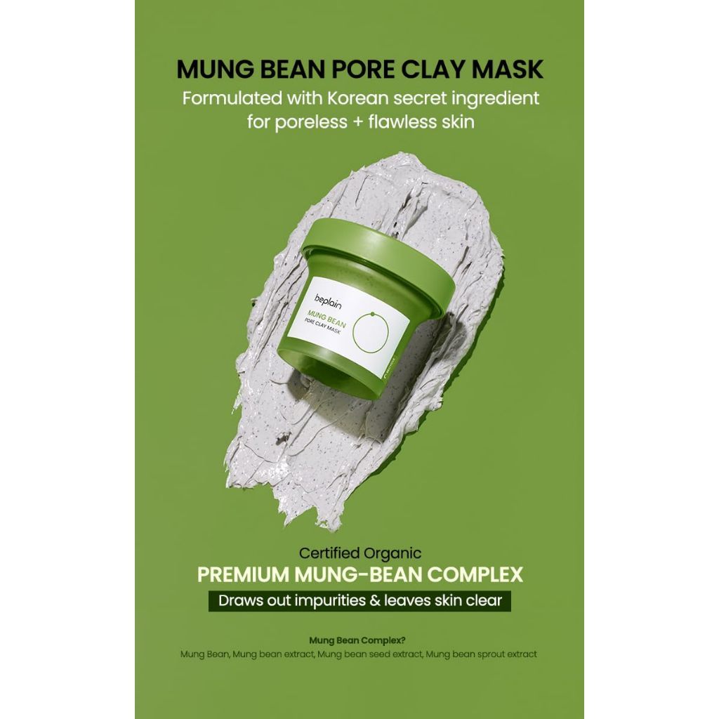Mascarilla de arcilla con frijol mungo para poros beplain 120ml / 200ml