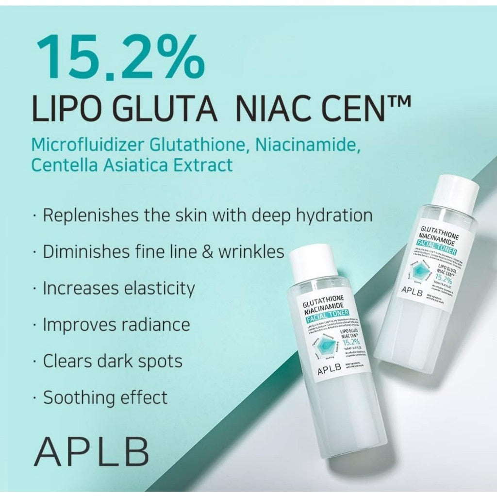 APLB Glutathione Niacinamide Facial Toner, 160mL | LIPO GLUTA NIAC CEN™ 15.2%