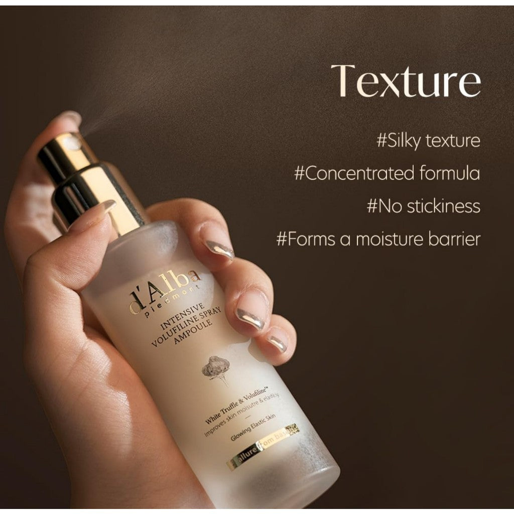 d'Alba Intensive Vegan Volufiline Spray Ampoule, 50mL | premium elasticity care treatment, 50,000ppm Volufiline ampoule, ultimate skin-firming