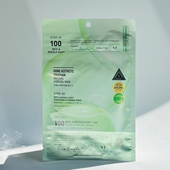 VT Reedle Shot 100 2-Step Hydrogel Mask (Step 1: 1.5 g / Step 2: 33 g) 5 Types (Reti-A / Collagen / Pro Cica / Vita-Light / Hydrop)