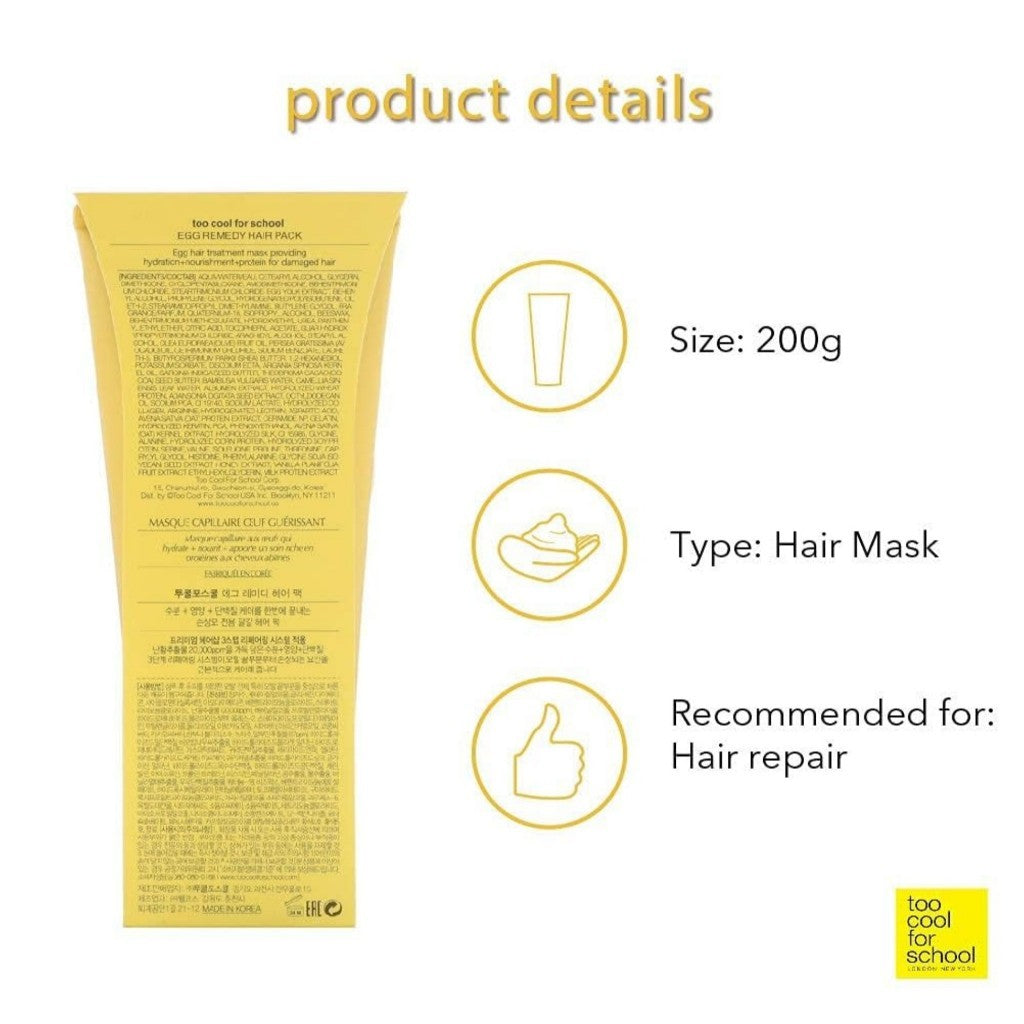 Too Cool For School Egg Remedy Hair Pack, 200g