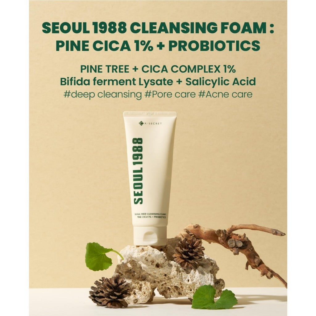 K-SECRET SEOUL 1988 Cleansing Foam 150ml / Cleansing Oil 200ml : Pine Cica 1% + Probiotics