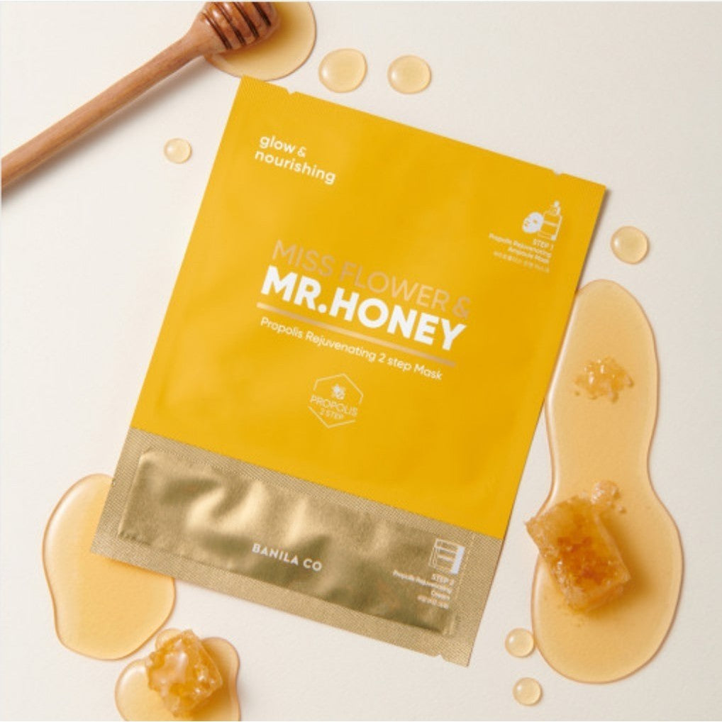 BANILA CO Miss Flower & Mr. Honey Propolis Rejuvenating 2 Step Mask, 1 Sheet  (25mL+2mL)