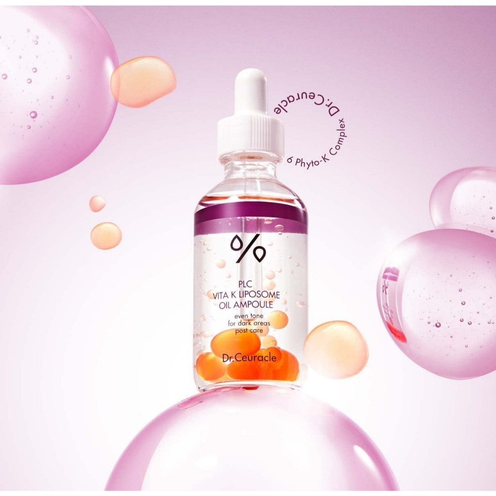 Dr.Ceuracle PLC Vitamin K Liposome Oil Ampoule, 50mLㅣSpecial Care for Toning, Glowing, Hydration, BrighteningㅣSkin-Friendly Water&Oil Layer Formula
