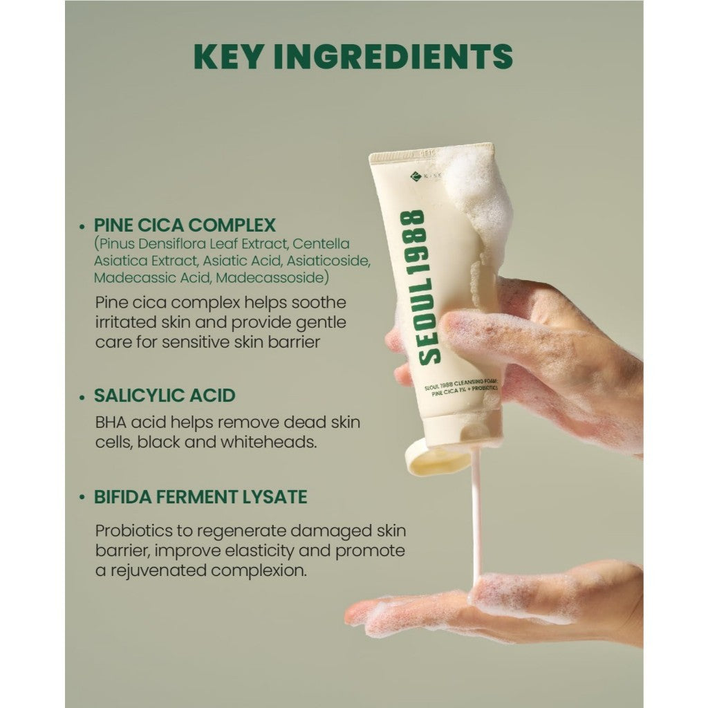 K-SECRET SEOUL 1988 Cleansing Foam 150ml / Cleansing Oil 200ml : Pine Cica 1% + Probiotics