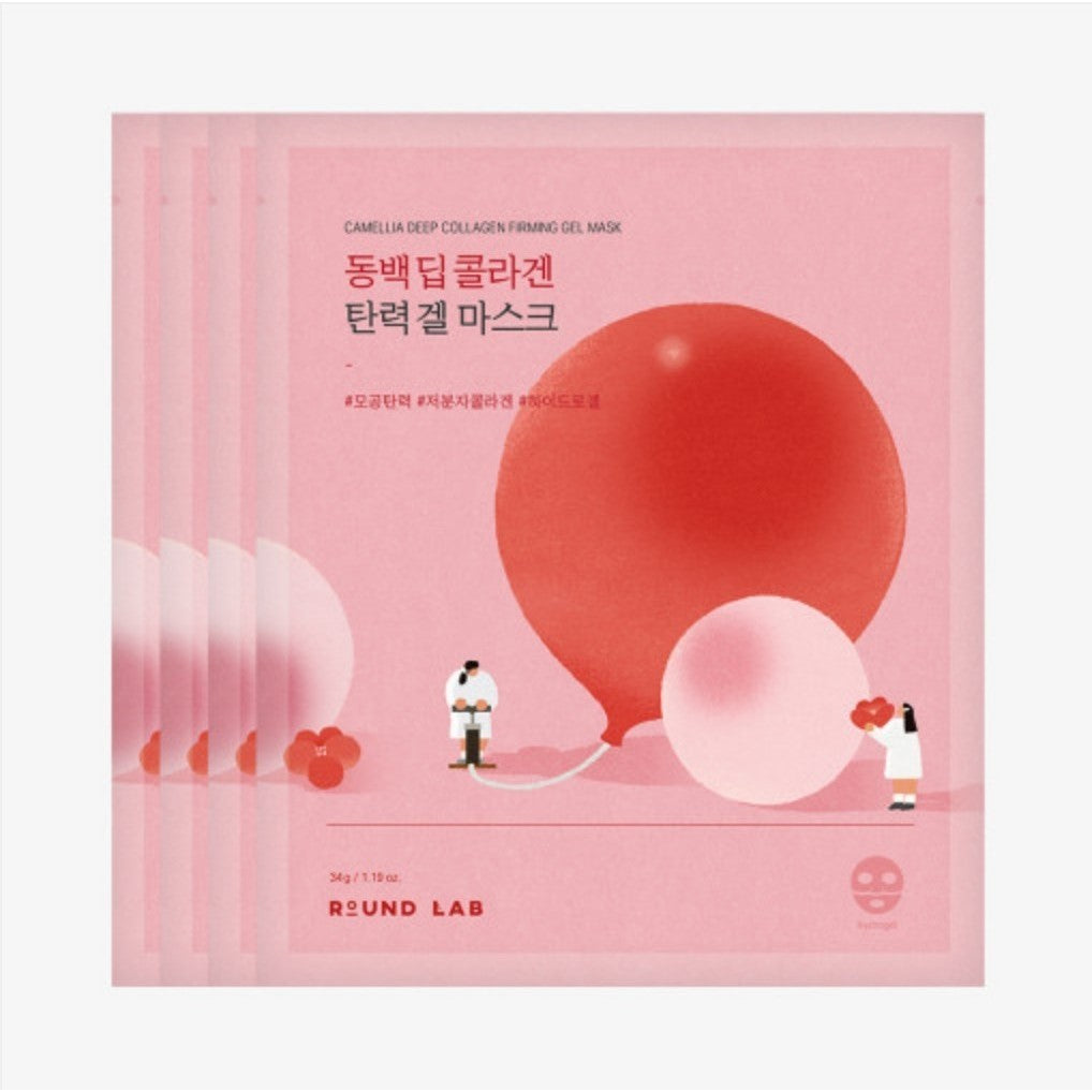 [NEW] ROUND LAB Camellia Deep Collagen Firming Gel Mask (1 Pack=4 sheets / 1 sheet)
