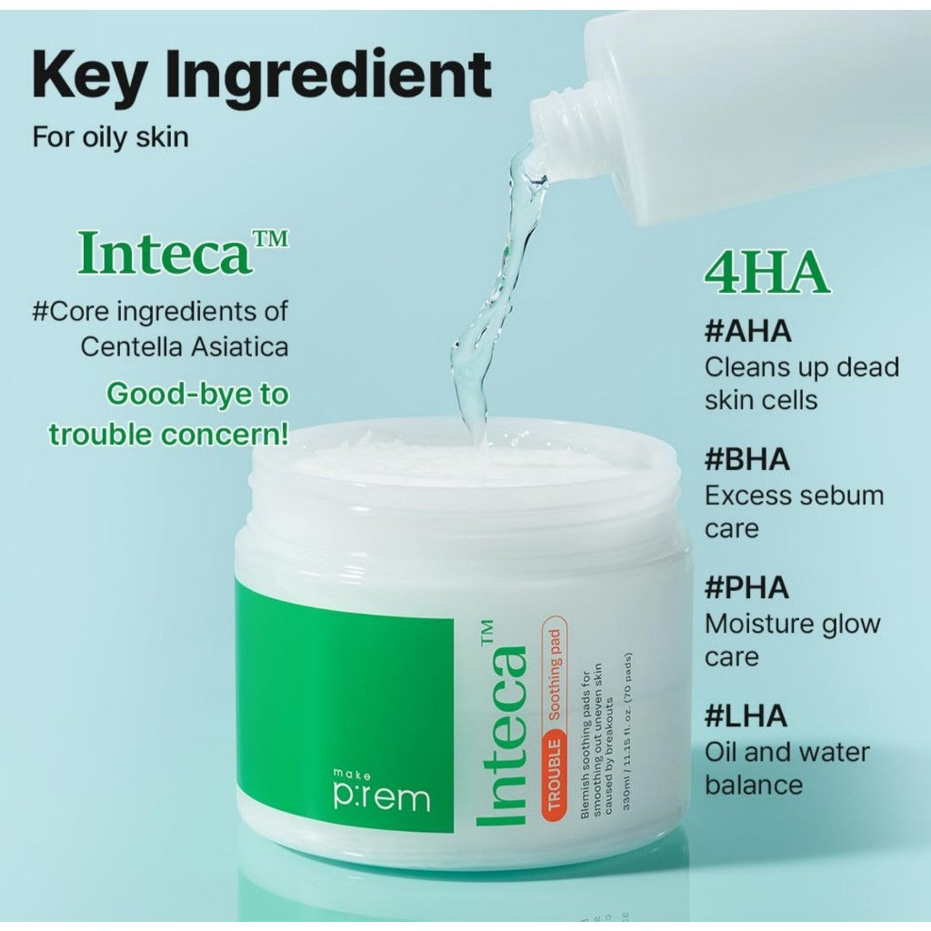 MAKE PREM Inteca Trouble Soothing Pads, 330ml (70 Pads)