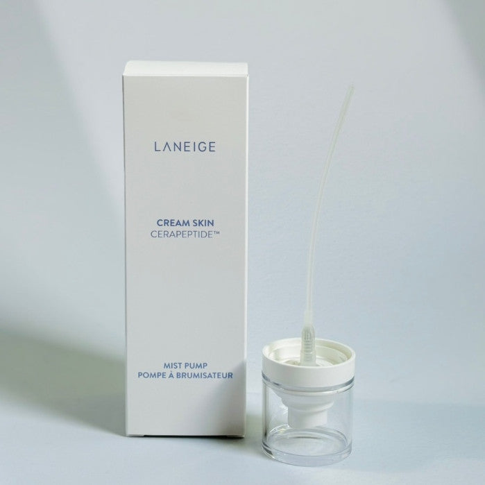 LANEIGE Cream Skin mist pump with a long dip tube beside its white box