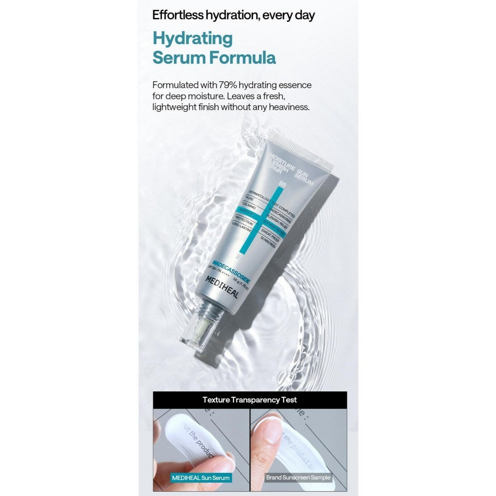 MEDIHEAL Madecassoside Moisture Sun Serum Blemish Repair 50g | SPF50+ PA++++