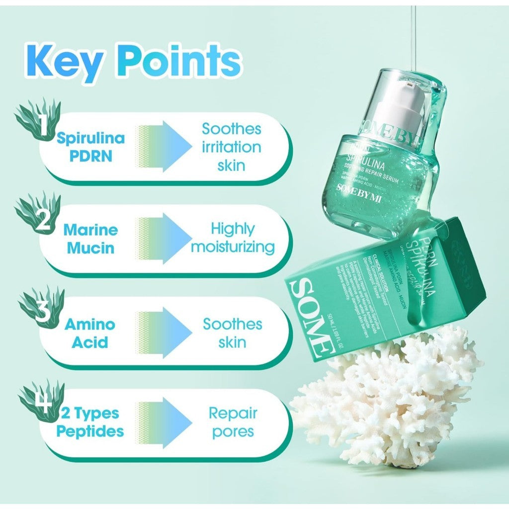 [NEW] SOME BY MI PDRN Spirulina Soothing Repair Serum, 1.69oz/50mL | Korean Vegan PDRN Serum