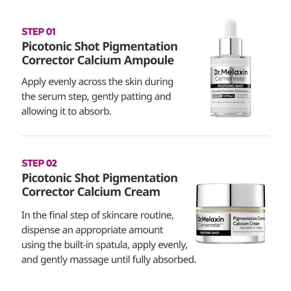 Dr.Melaxin Cemenrete Picotonic Shot Pigmentation Corrector Line (Cream 25g / Ampoule 30mL)