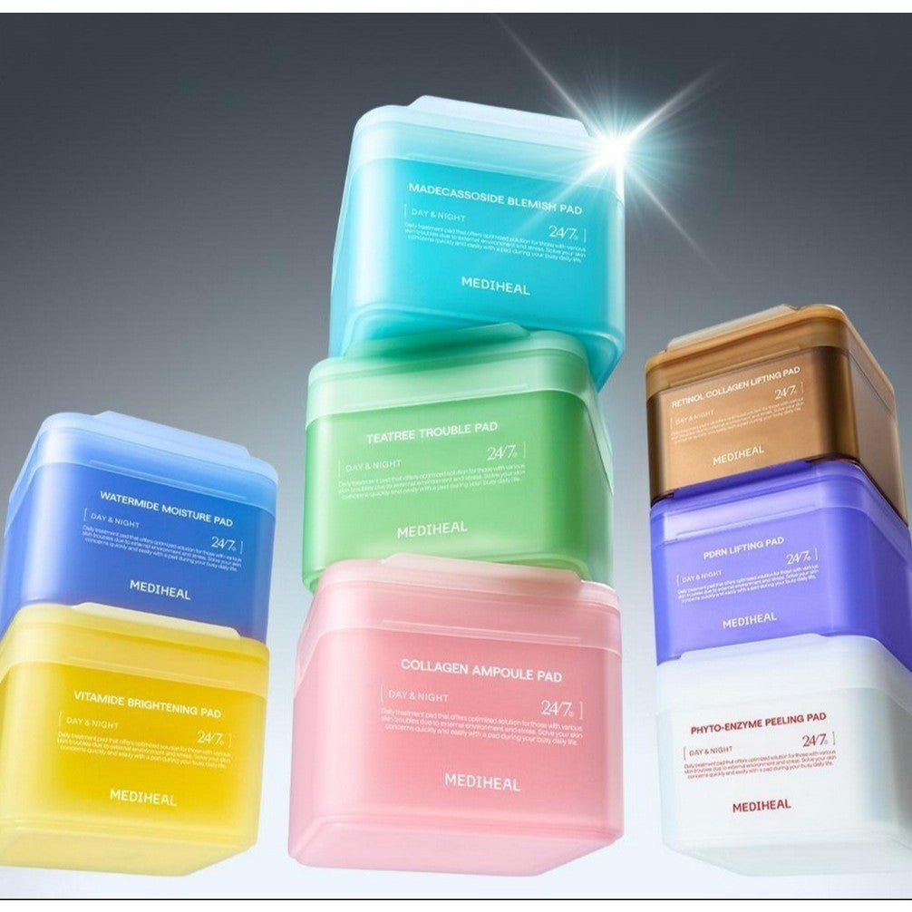 MEDIHEAL Toner Pad (100pc) (8 Types) / Watermide, Teatree, Madecassoside, Collagen, Retinol, Phyto, Vita, PDRN