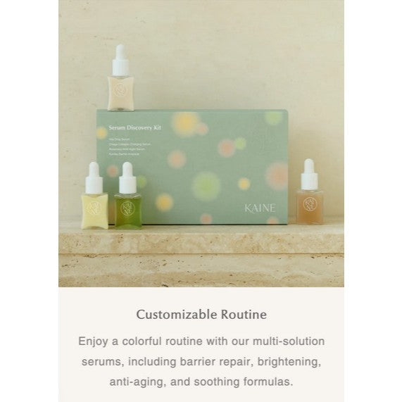 KAINE Serum Discovery Kit ( Vita Drop Serum / Chaga Collagen Charging Serum / Rosemary AHA Night Serum / Kombu Barrier Ampoule )