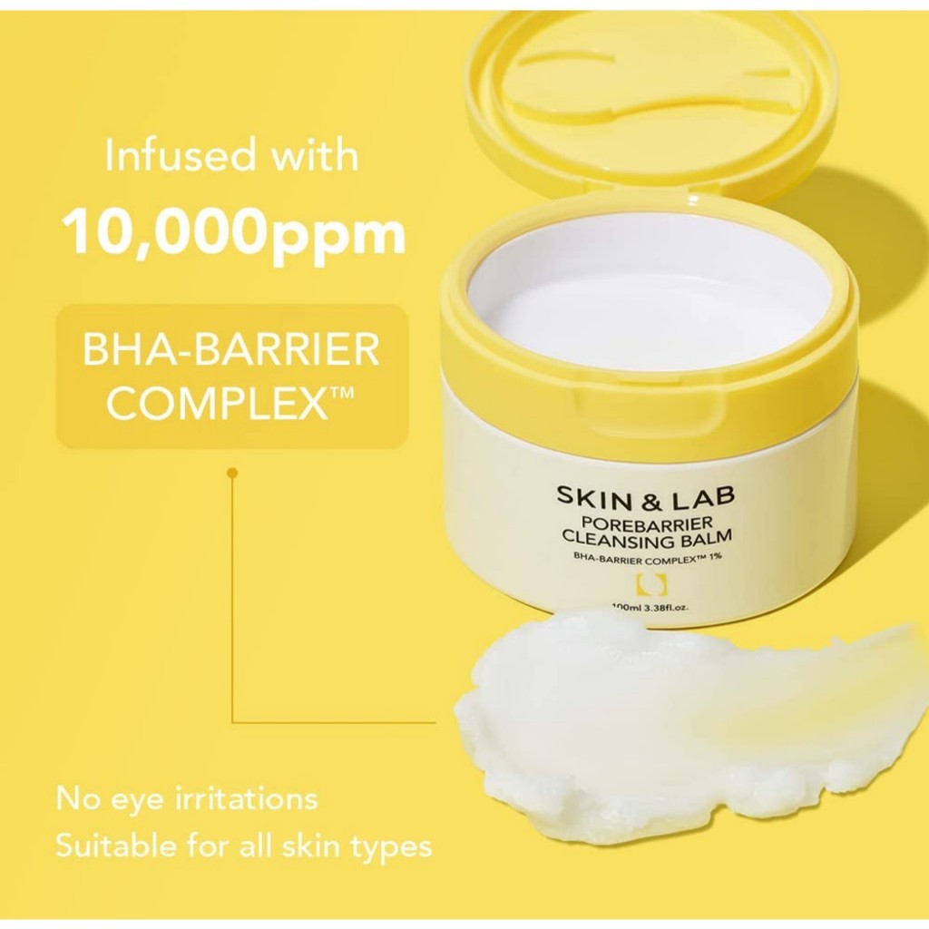 [SKIN&LAB] Porebarrier Face Cleansing Balm, 100mL | Eyelash Extension-Safe Cleanser | Vegan Makeup Remover for Waterproof Makeup | Balm to Oil to Milk