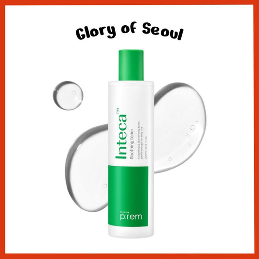 MAKE PREM INTECA Intensive Soothing CICA Facial Toner, 200mL | Sub-Acidic 5.5pH PHA Mild Exfoliating Vegan