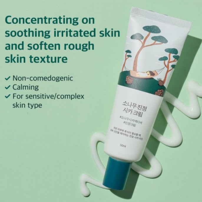 ROUND LAB Pine Calming Cica Cream 50mL | 5-CICA solution for hormonal breakouts, acne-prone skin and rosacea, Nourishing & moisturizing cream (1.69fl.oz)