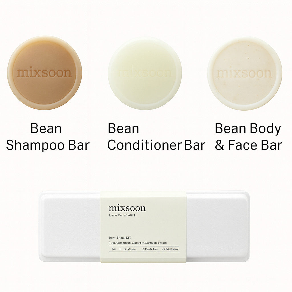 mixsoon Bean Travel Kit, 25g*3ea (Shampoo + Conditioner + Body&Face)