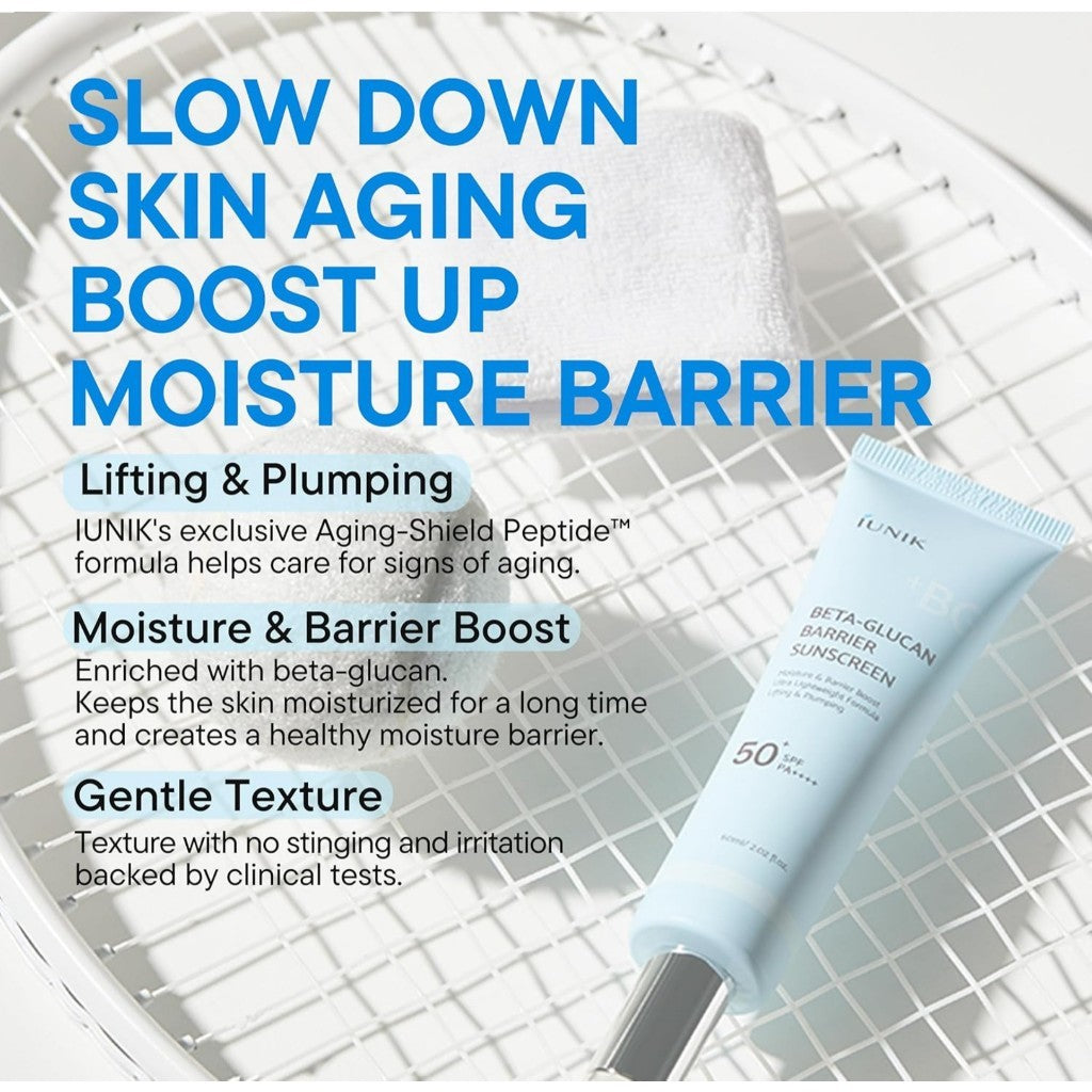 IUNIK Beta-Glucan Barrier Sunscreen, 60mL | SPF 50+ PA++++ Vegan