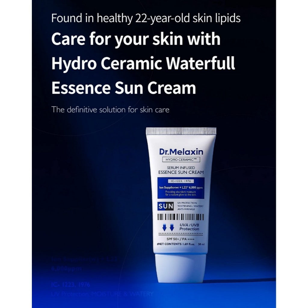 DR.MELAXIN Hydro Ceramic Waterfull Essence Sunscreen/Ceramic Tone Up Essence Sunscreen 50mL | SPF50+ PA++++