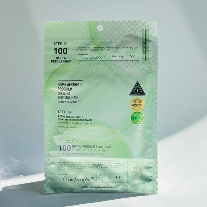 VT Reedle Shot 100 2-Step Hydrogel Mask (Step 1: 1.5 g / Step 2: 33 g) 5 Types (Reti-A / Collagen / Pro Cica / Vita-Light / Hydrop)