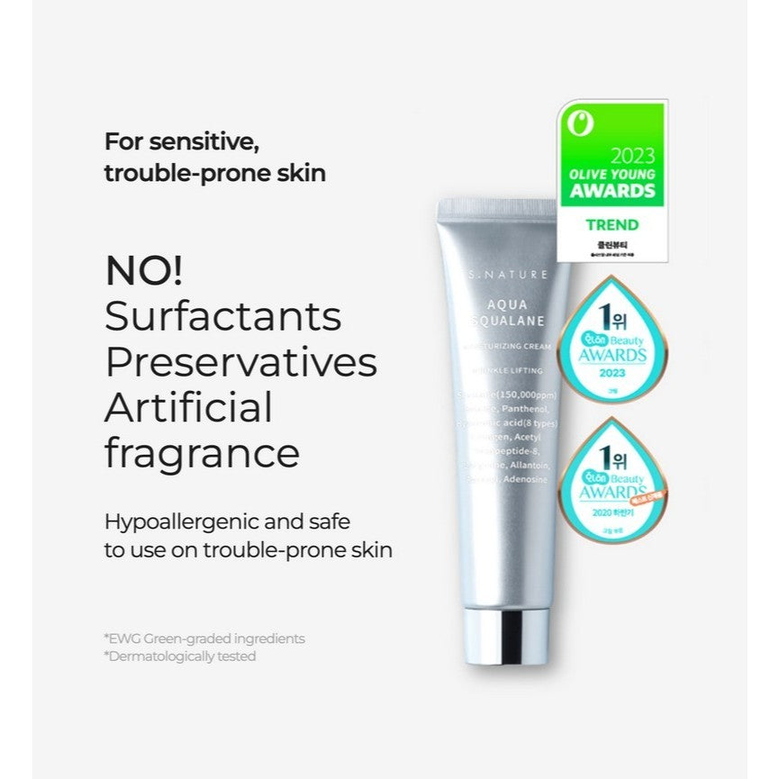 S.NATURE Aqua Squalane Moisturizing Cream 60mL/30ML