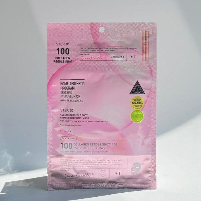 VT Reedle Shot 100 2-Step Hydrogel Mask (Step 1: 1.5 g / Step 2: 33 g) 5 Types (Reti-A / Collagen / Pro Cica / Vita-Light / Hydrop)