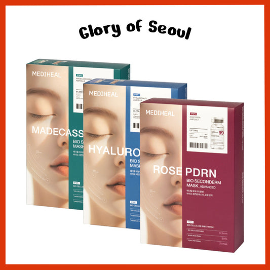 [NEW] MEDIHEAL Bio Seconderm Mask, 10EA SET (3 Types) Hyaluronate / Madecassoside / Rose PDRN