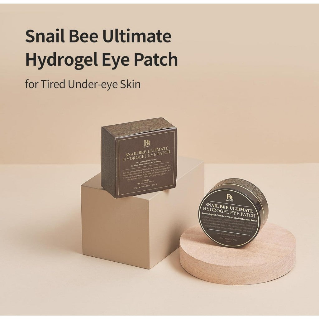 BENTON Snail Bee Ultimate Hydrogel Eye Patch (60 unidades) - Parches hidratantes para ojos | Parches para ojos con mucina de caracol | Parches reutilizables para ojos | Parches refrescantes para ojos