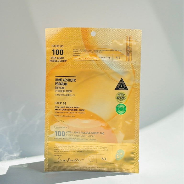 VT Reedle Shot 100 2-Step Hydrogel Mask (Step 1: 1.5 g / Step 2: 33 g) 5 Types (Reti-A / Collagen / Pro Cica / Vita-Light / Hydrop)
