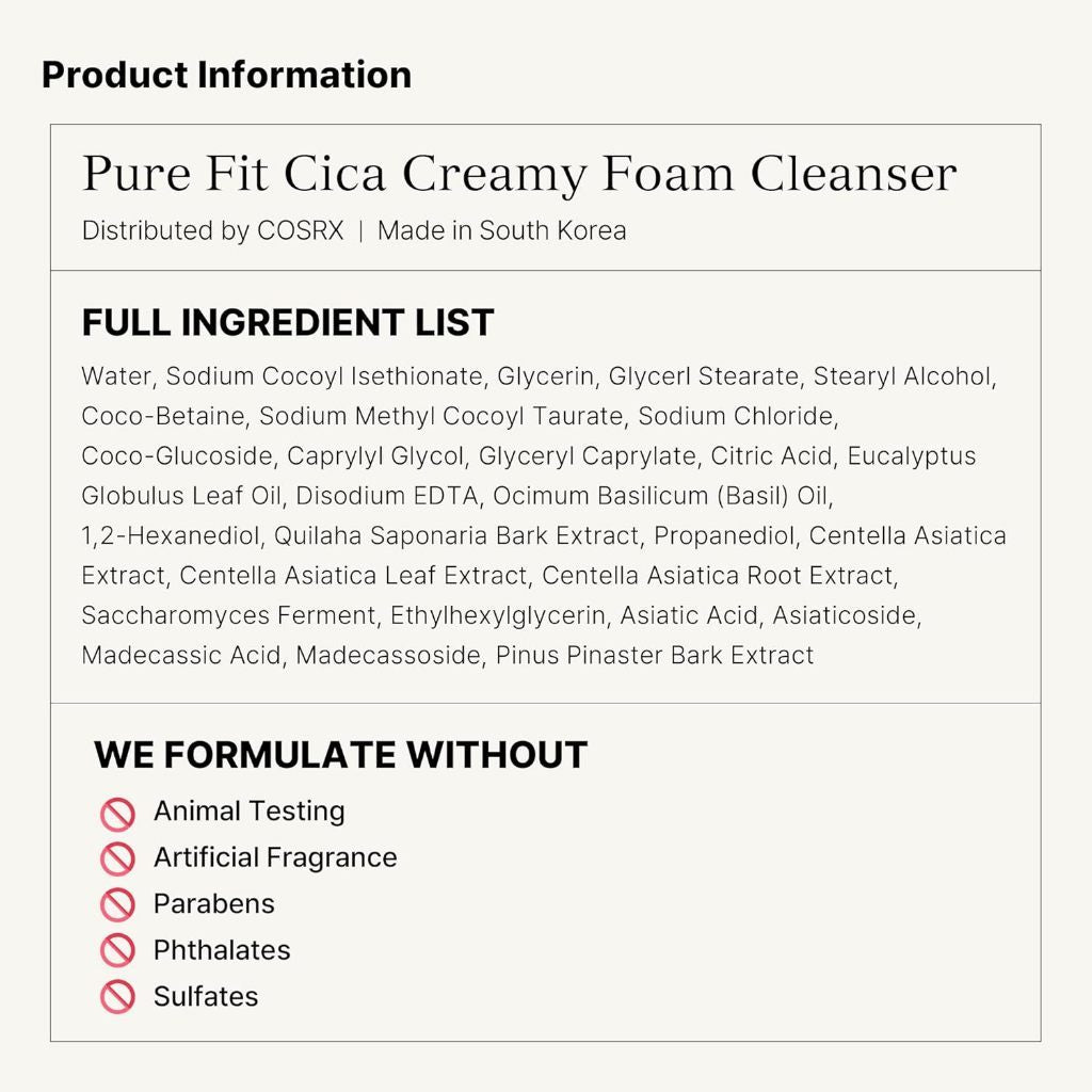 COSRX Pure Fit Cica Creamy Foam Cleanser 150ml