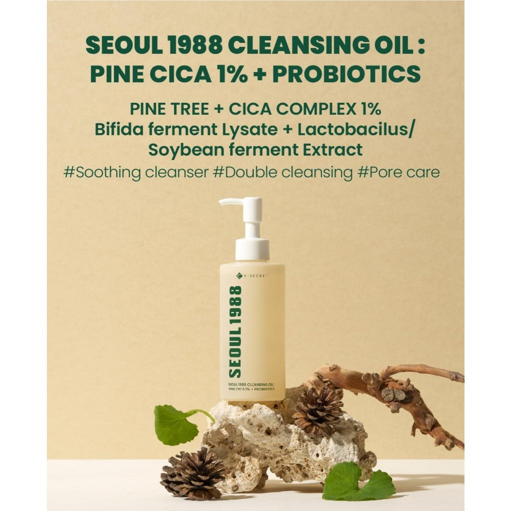 K-SECRET SEOUL 1988 Cleansing Foam 150ml / Cleansing Oil 200ml : Pine Cica 1% + Probiotics