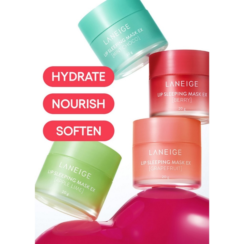 LANEIGE Lip Sleeping Mask, 20g (Grapefruit / Apple lime / Mint choco / Vanilla / Mango / Gummy bear/ Sweet candy / Peach iced tea)