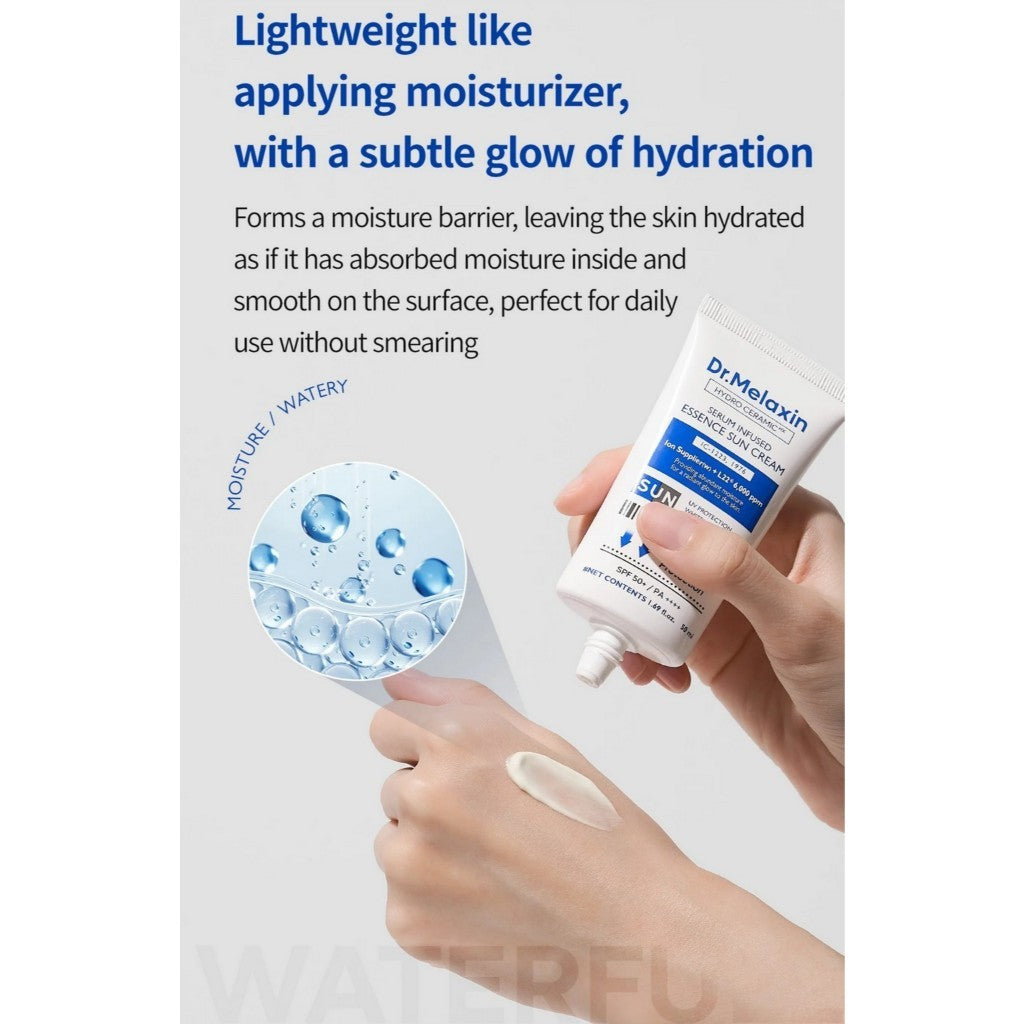 DR.MELAXIN Hydro Ceramic Waterfull Essence Sunscreen/Ceramic Tone Up Essence Sunscreen 50mL | SPF50+ PA++++