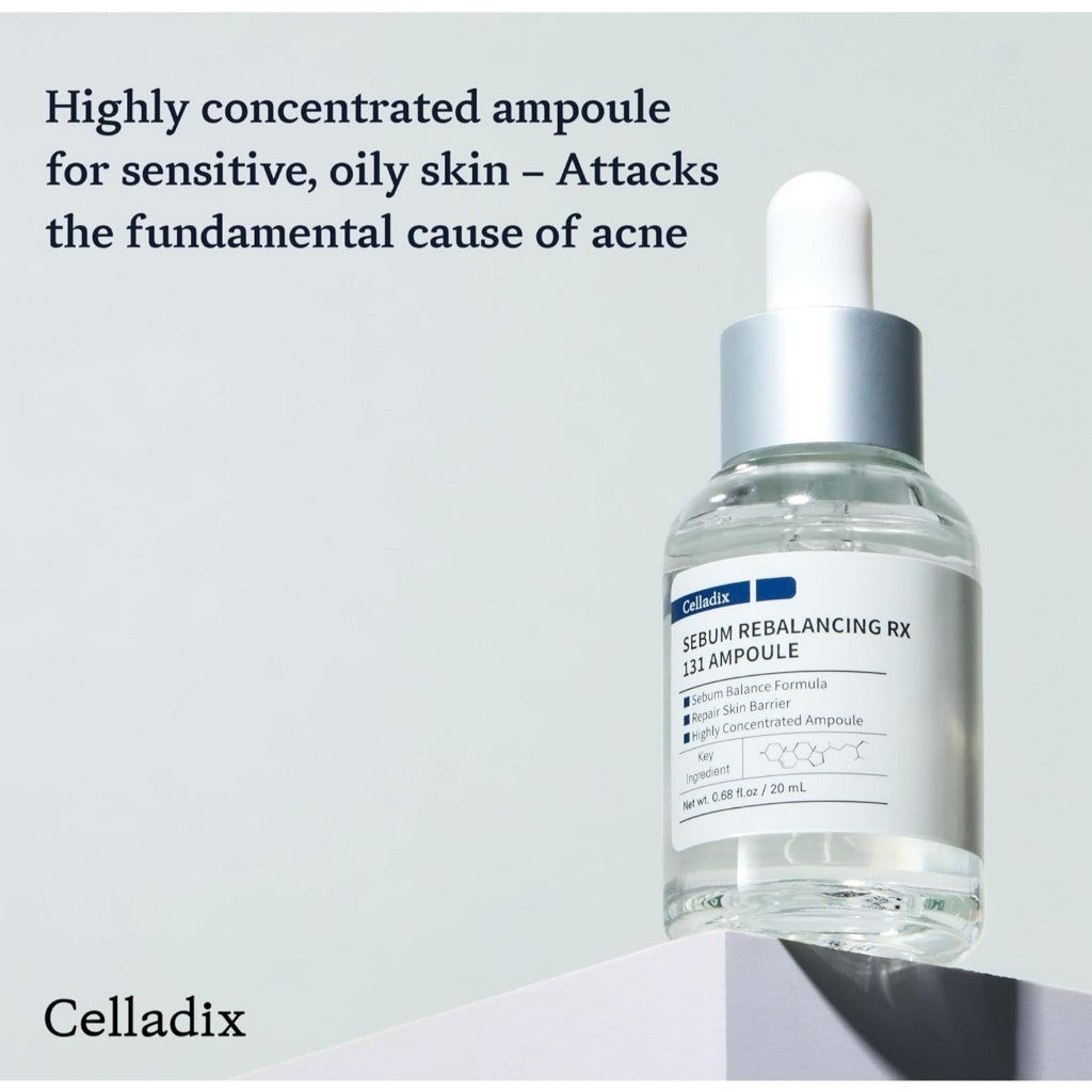 Celladix Sebum Rebalancing Rx 131 Ampoule, 20mL | Minimize Sebum Serum | Tighten Enlarged Pores | Repair Skin Barrier