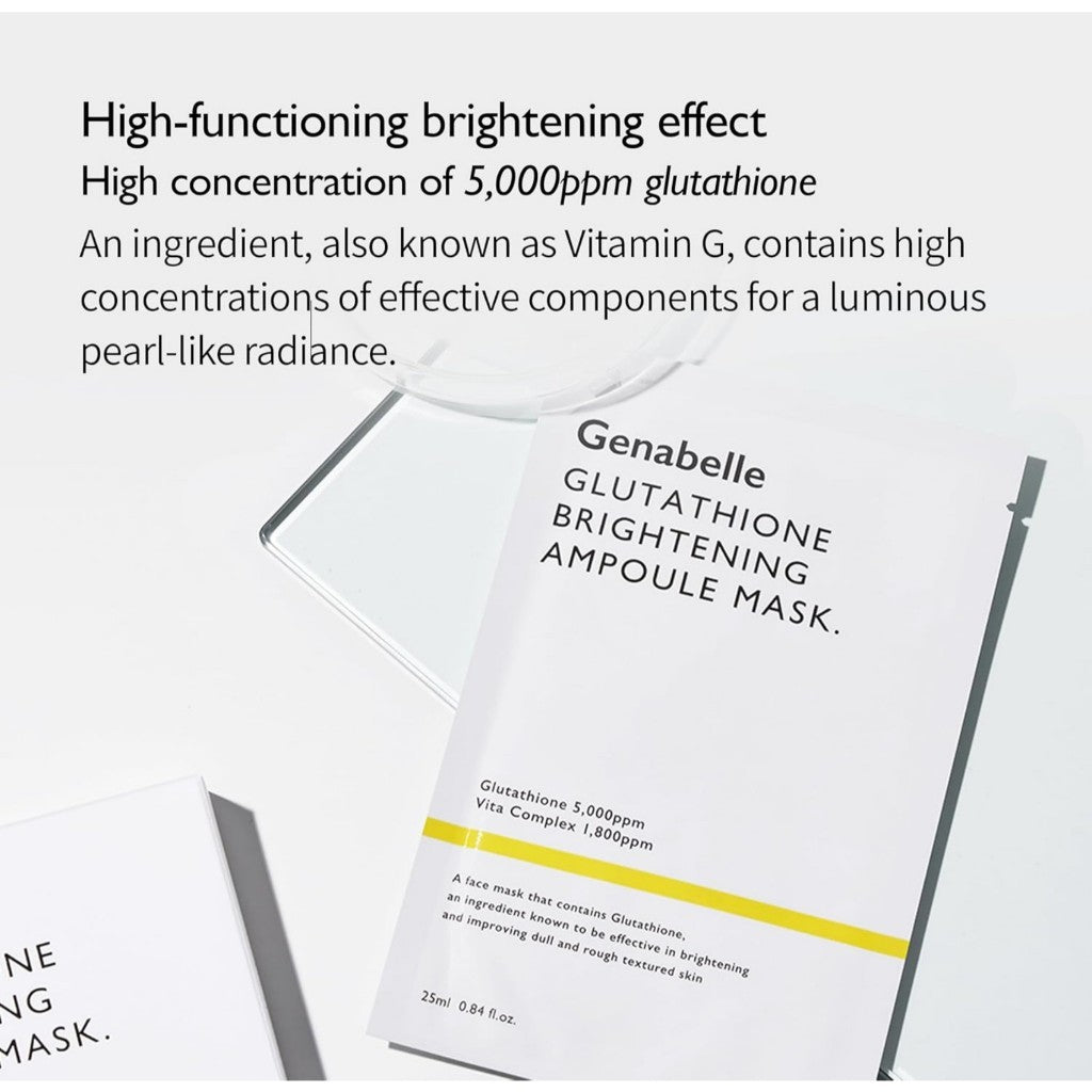 Genabelle Glutathione Brightening Ampoule Mask, 5 Sheets/1box