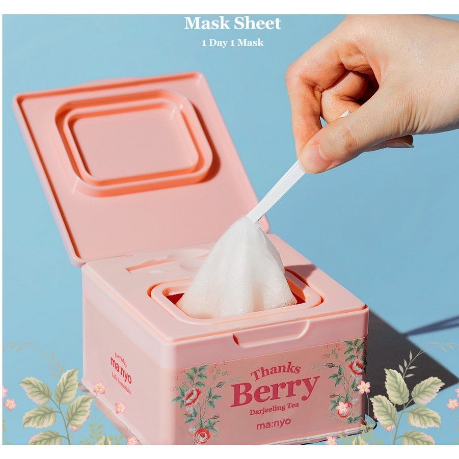 [Manyo] Thanks Berry Mask Sheet (30 sheets) [Darjeeling Tea / Green Tea] 2 Type | Vegan, 1Day 1Mask, Manyo Factory