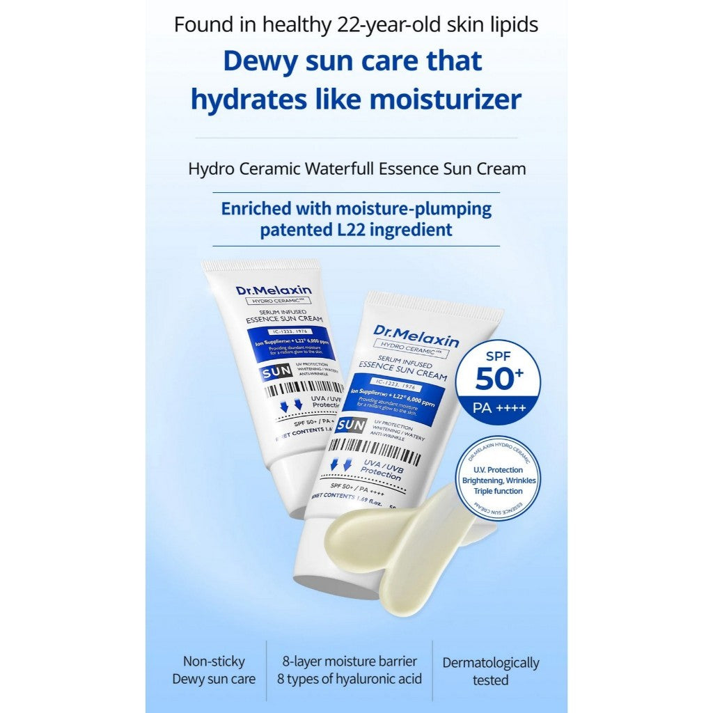DR.MELAXIN Hydro Ceramic Waterfull Essence Sunscreen/Ceramic Tone Up Essence Sunscreen 50mL | SPF50+ PA++++