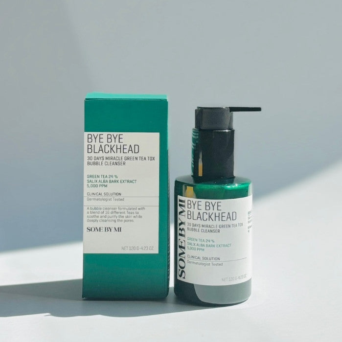 SOME BY MI Bye Bye Blackhead 30 Days Miracle Green Tea Tox Bubble Cleanser / 4.23 Oz, 120g / Pore Cleaning, Brightening and Tannin Complex Cleanser / Restoring Skin Balance