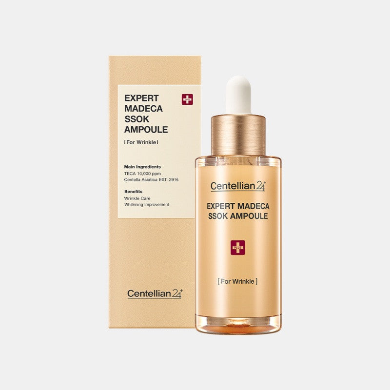 Centellian24 Expert Madeca SSOK Ampoule bottle with a gold dropper cap beside its box