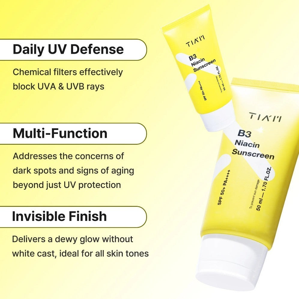 PROTECTOR SOLAR TIAM B3 NIACIN, 50 mL | SPF50+ PA++++, No pegajoso