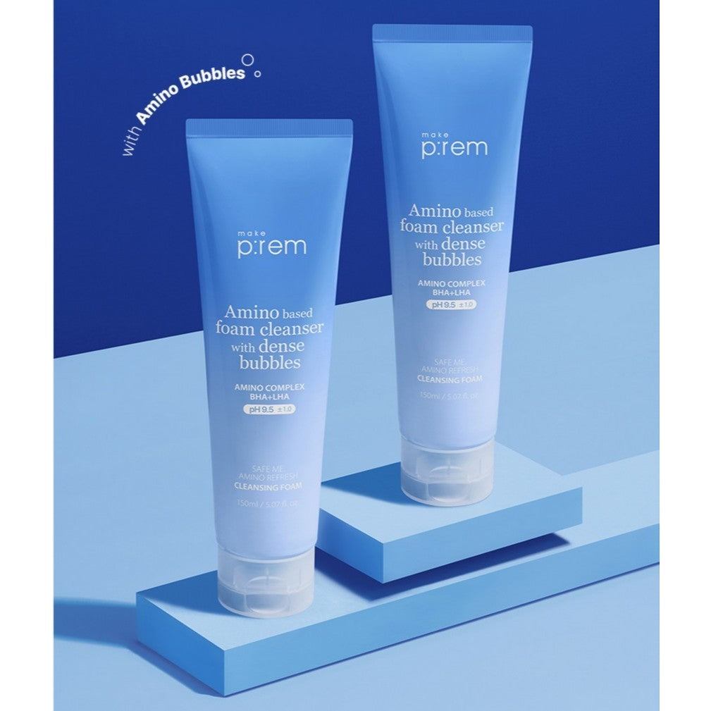 MAKE PREM Safe Me Amino Refresh Cleansing Foam 150mL / mini cleansing balm 20ml